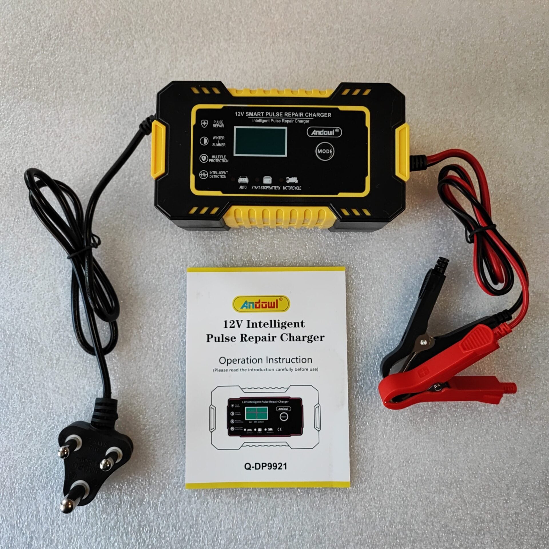 Andowl Q-DP9921 12V Intelligent Rapid Battery Charger - Fast and Efficient Charging - Electromann SA