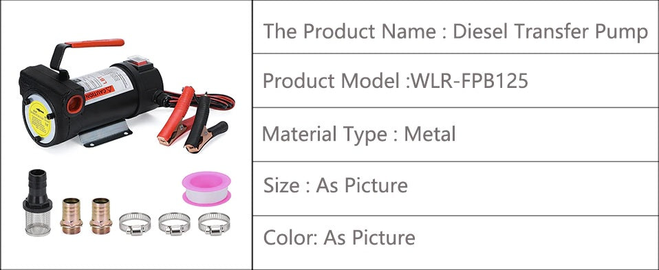 12v 220watt Electric Diesel Transfer Pump Kit - Efficient and Reliable Fuel Transfer Solution - Electromann SA