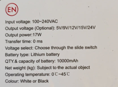 Andowl Q-UP700 10000mAh Portable Rechargeable Mini UPS - Compact Power Backup Solution - Electromann SA