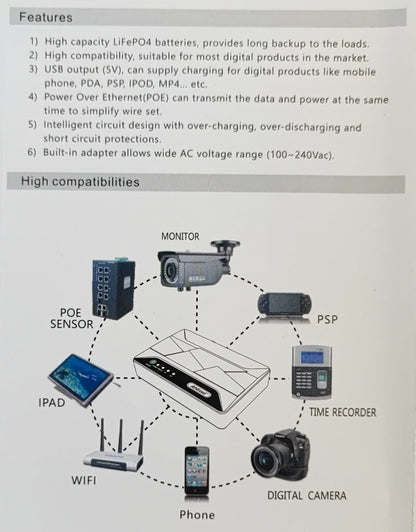 Andowl Q-UP700 10000mAh Portable Rechargeable Mini UPS - Compact Power Backup Solution - Electromann SA