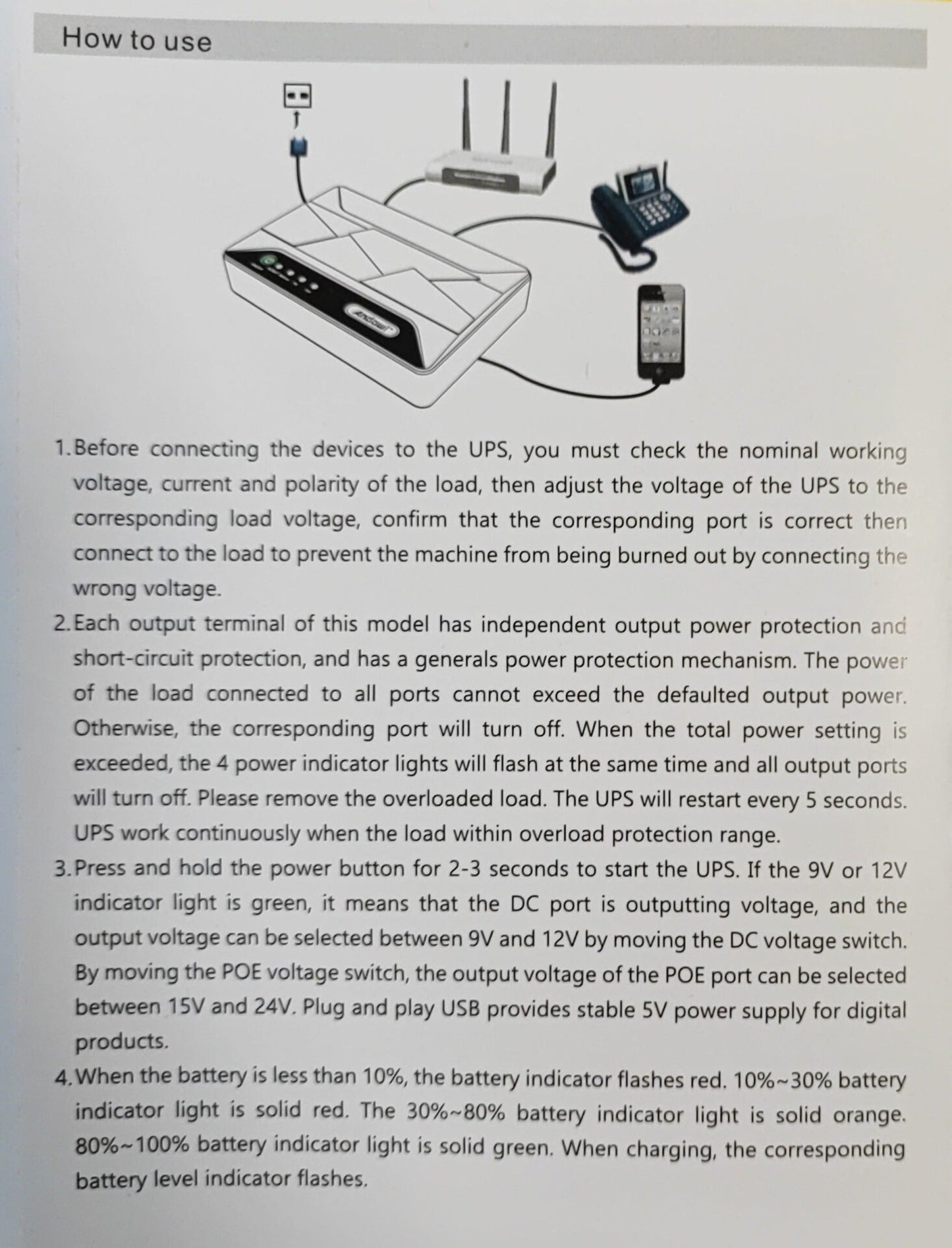 Andowl Q-UP700 10000mAh Portable Rechargeable Mini UPS - Compact Power Backup Solution - Electromann SA