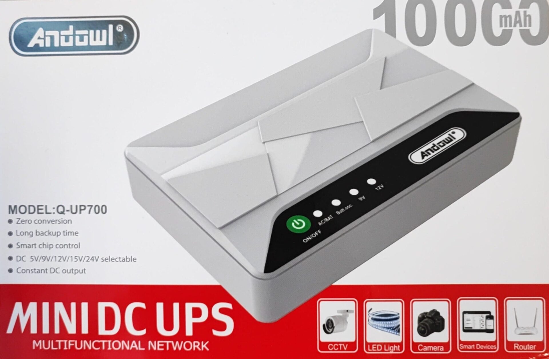Andowl Q-UP700 10000mAh Portable Rechargeable Mini UPS - Compact Power Backup Solution - Electromann SA