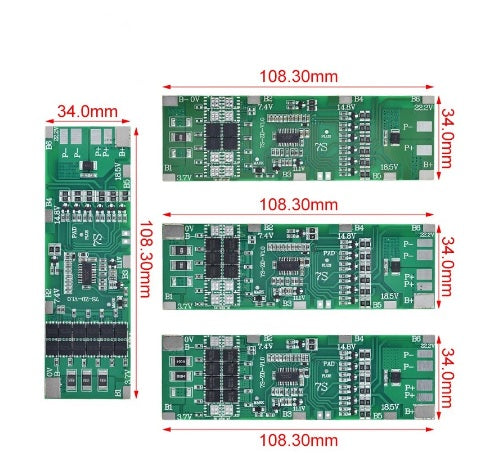BMS 7S 24V 10A Li-ion 18650 Battery Charge Board - Electromann SA