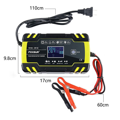 FOXSUR 12V/24V 8Amp 3 Stage Automatic Battery Charger - Versatile and Efficient Charging Solution - Electromann SA