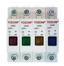 Din Rail Mount 220V LED Lamp C45D Indicating Pilot Light Yellow - Industrial Lighting Solution - Electromann SA