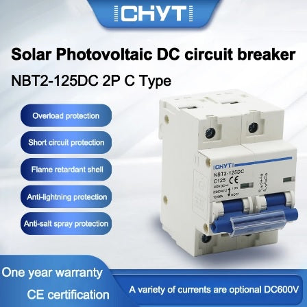 2Pole 125A DC 600V Circuit Breaker for Solar PV Systems - Reliable Protection for Solar Power Installations - Electromann SA