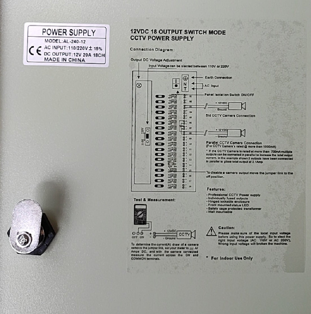 12v 20 Amp 18CH Power Supply with Metal Enclosure - Electromann SA
