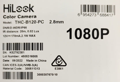 HiLook 2.8mm 1080P AHD Outdoor Weatherproof Camera - Electromann SA