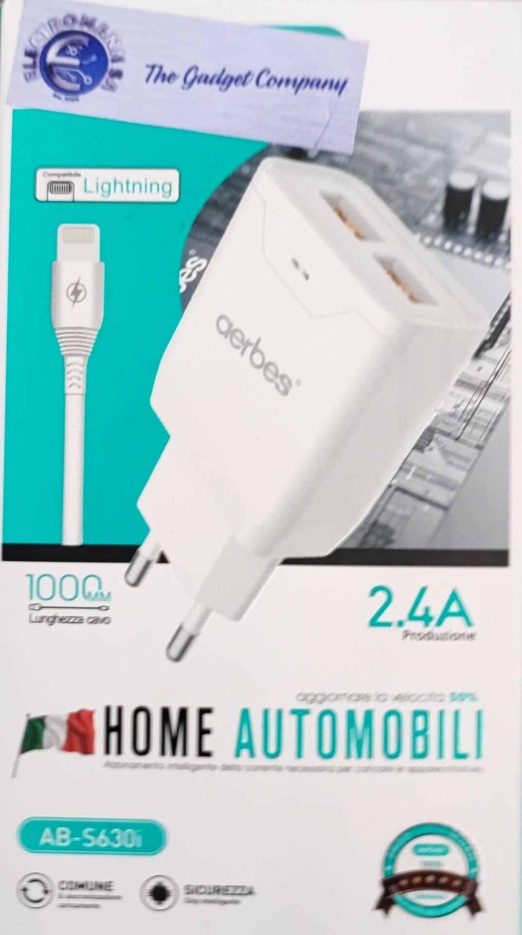 AERBES AB-S630i Dual USB 5v 2.4Amp for iPhone Fast Charging Wall Charger - Electromann SA