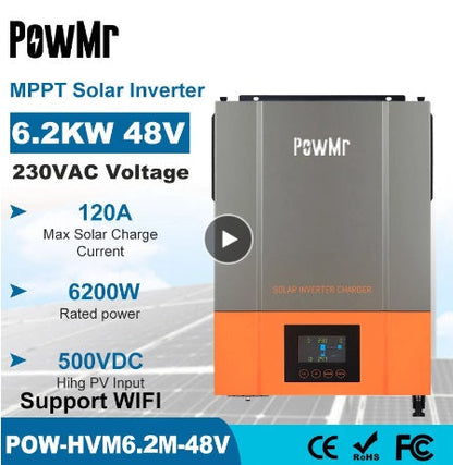 PowMr 6.2KW 48v 120Amp MPPT Pure Sine Hybrid Solar Inverter - Electromann SA