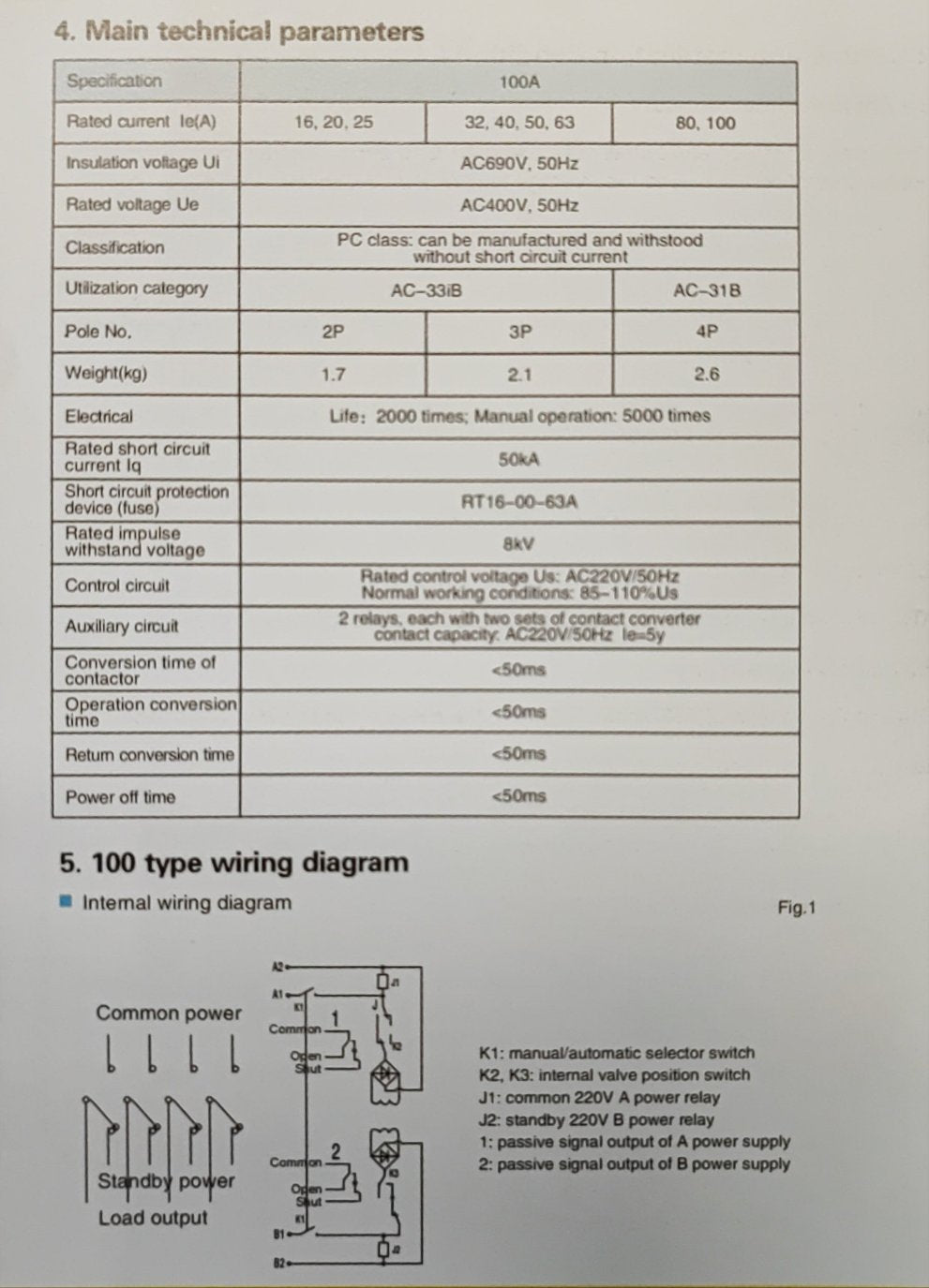Andowl Q-KG900 Din Rail 100Amp 2 Pole AC220v Automatic Changeover Switch - Electromann SA
