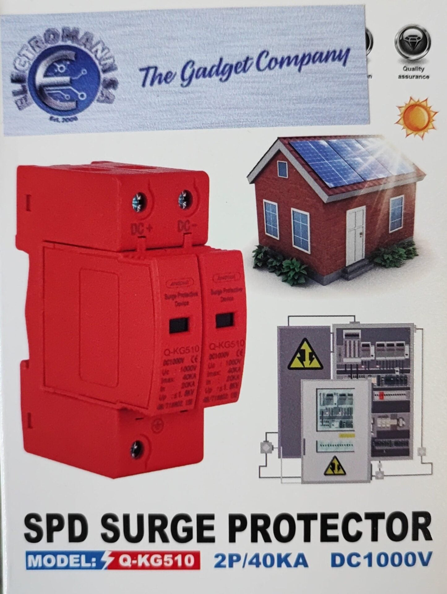 Andowl Q-KG510 2Pole DIN Rail DC 1000v Surge Protector – Reliable Protection for Electrical Systems - Electromann SA