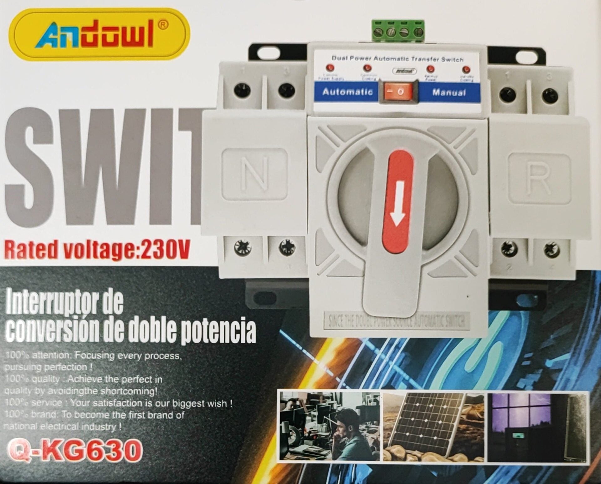 ANDOWL Q-KG630 63Amp 2 Pole AC220v Automatic Changeover Switch - Reliable and Efficient Power Transfer - Electromann SA