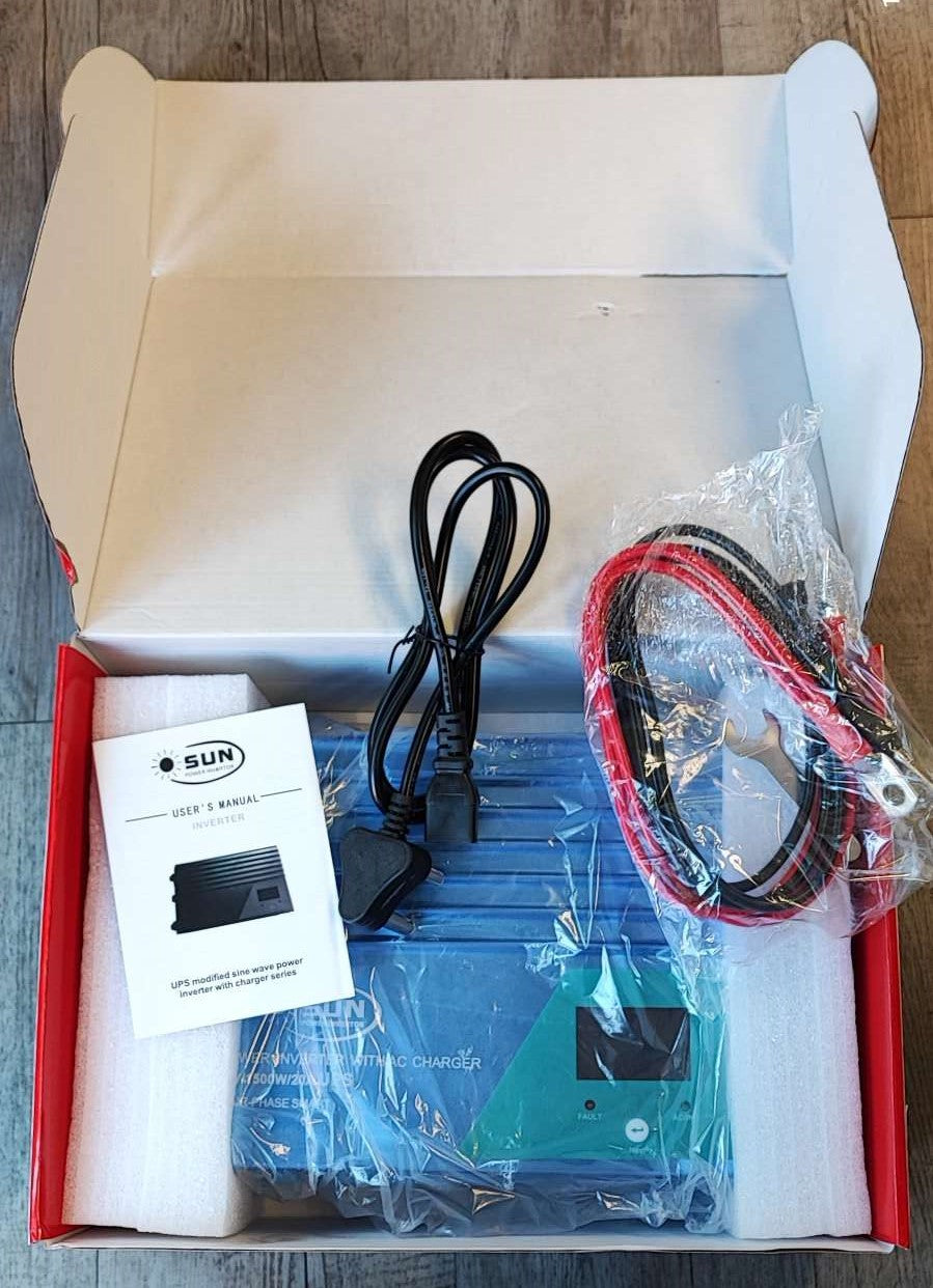 SUN S-4015 1500Watt 12v DC to 220v AC Sine Wave Inverter/Charger - Reliable Power Solution for Household Appliances - Electromann SA