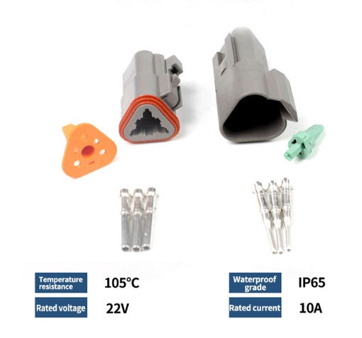 Reliable and Waterproof 3 Pin Deutsch Type Electrical Connector for Various Applications - Electromann SA