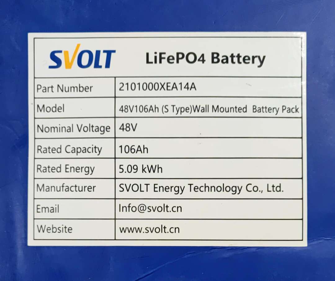 SVOLT 5.09Kwh 48V 106AH Lithium Battery - Electromann SA