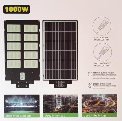 JT-CLEAR 1000Watt Solar Powered LED Street/Pole Light - High-Quality Sustainable Lighting Solution - Electromann SA