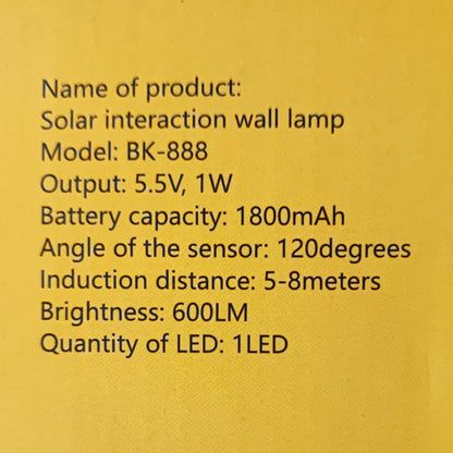 Solar Rechargeable Interaction Wall Lamp - Eco-Friendly and Interactive Lighting Solution - Electromann SA
