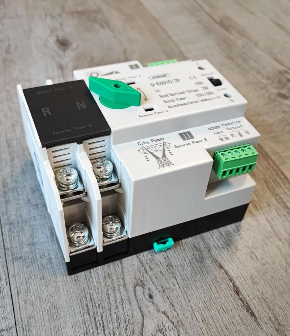 Andowl Q-KG910 Din Rail 100Amp 2 Pole AC220v Automatic Dual Power Transfer Switch - Electromann SA