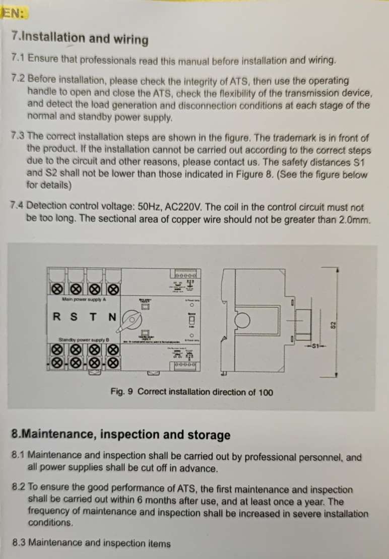 Andowl Q-KG910 Din Rail 100Amp 2 Pole AC220v Automatic Dual Power Transfer Switch - Electromann SA