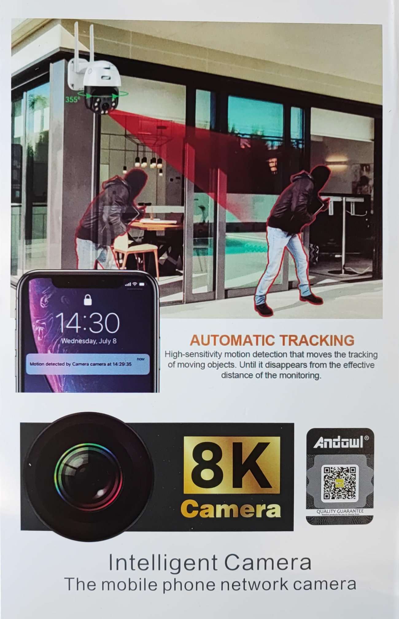 Andowl Q-S4 MAX 8K AI Wifi Constant Speed Dome IP PTZ Camera - Electromann SA