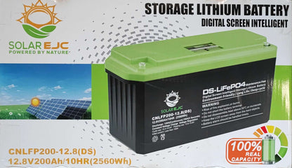 Solar EJC 200AH 12.8v 2.56kwh LiFePo4 Portable Battery - Reliable and Efficient Power Solution - Electromann SA