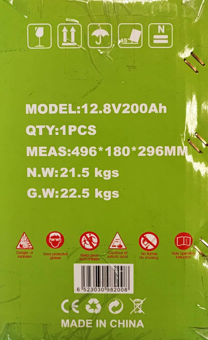 Solar EJC 200AH 12.8v 2.56kwh LiFePo4 Portable Battery - Reliable and Efficient Power Solution - Electromann SA
