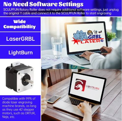 Enhance Your Engraving with SCULPFUN Laser Rotary Roller for Sculpfun Laser Engraver - Electromann SA