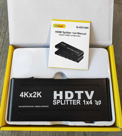 ANDOWL Q-HD1400 3D 1080P 1 to 4 HDMI Splitter - Distribute HDMI Signal to Four Displays Simultaneously - Electromann SA