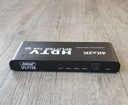 ANDOWL Q-HD1400 3D 1080P 1 to 4 HDMI Splitter - Distribute HDMI Signal to Four Displays Simultaneously - Electromann SA