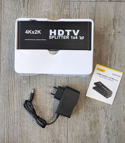 ANDOWL Q-HD1400 3D 1080P 1 to 4 HDMI Splitter - Distribute HDMI Signal to Four Displays Simultaneously - Electromann SA