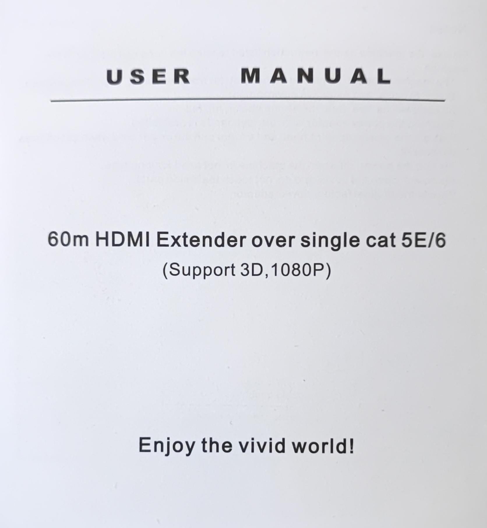High-Quality 60m HDMI 1080P Over CAT5e/CAT6 Extender | Extend HDMI Signals up to 60 Meters - Electromann SA