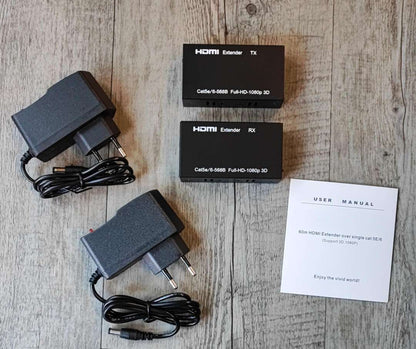 High-Quality 60m HDMI 1080P Over CAT5e/CAT6 Extender | Extend HDMI Signals up to 60 Meters - Electromann SA
