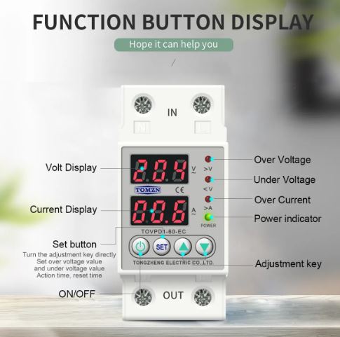 Din Rail Over Voltage Current and Under Voltage Protector Relay - Efficient Electrical System Protection - Electromann SA