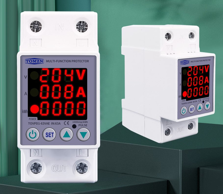Din Rail Over Voltage Current and Under Voltage KWH Protector Relay - Protection for Electrical Systems - Electromann SA