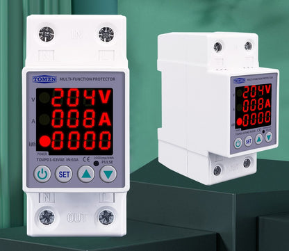 Din Rail Over Voltage Current and Under Voltage KWH Protector Relay - Protection for Electrical Systems - Electromann SA