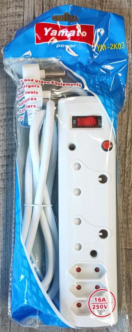 Yamato YM-2K03 Surge Protected Multi-Plug - 16Amp 250v, Convenient Power Distribution - Electromann SA