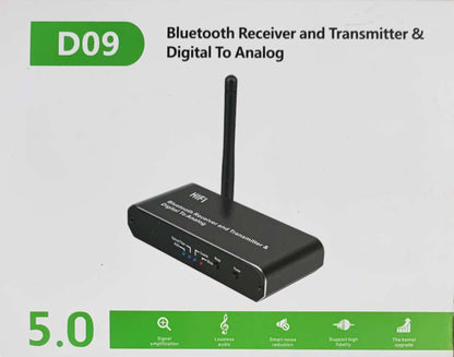 D09 Wireless Bluetooth Receiver/Transmitter and Digital to Analog Converter - Stream Music Wirelessly & Enhance Audio Quality - Electromann SA