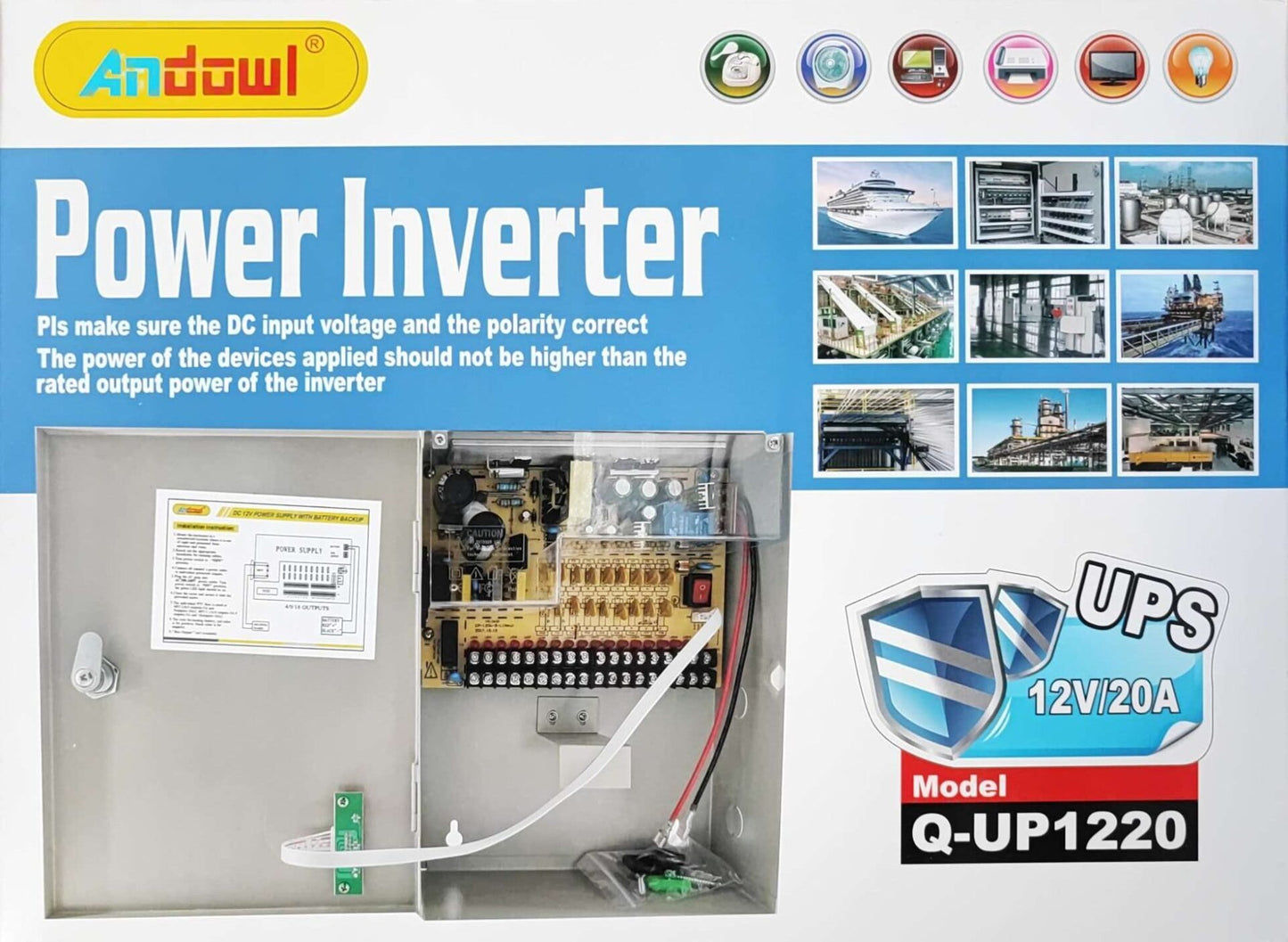 ANDOWL Q-UP1220 12v 20 Amp Power Supply UPS Backup - Reliable and Efficient Power Supply Unit - Electromann SA
