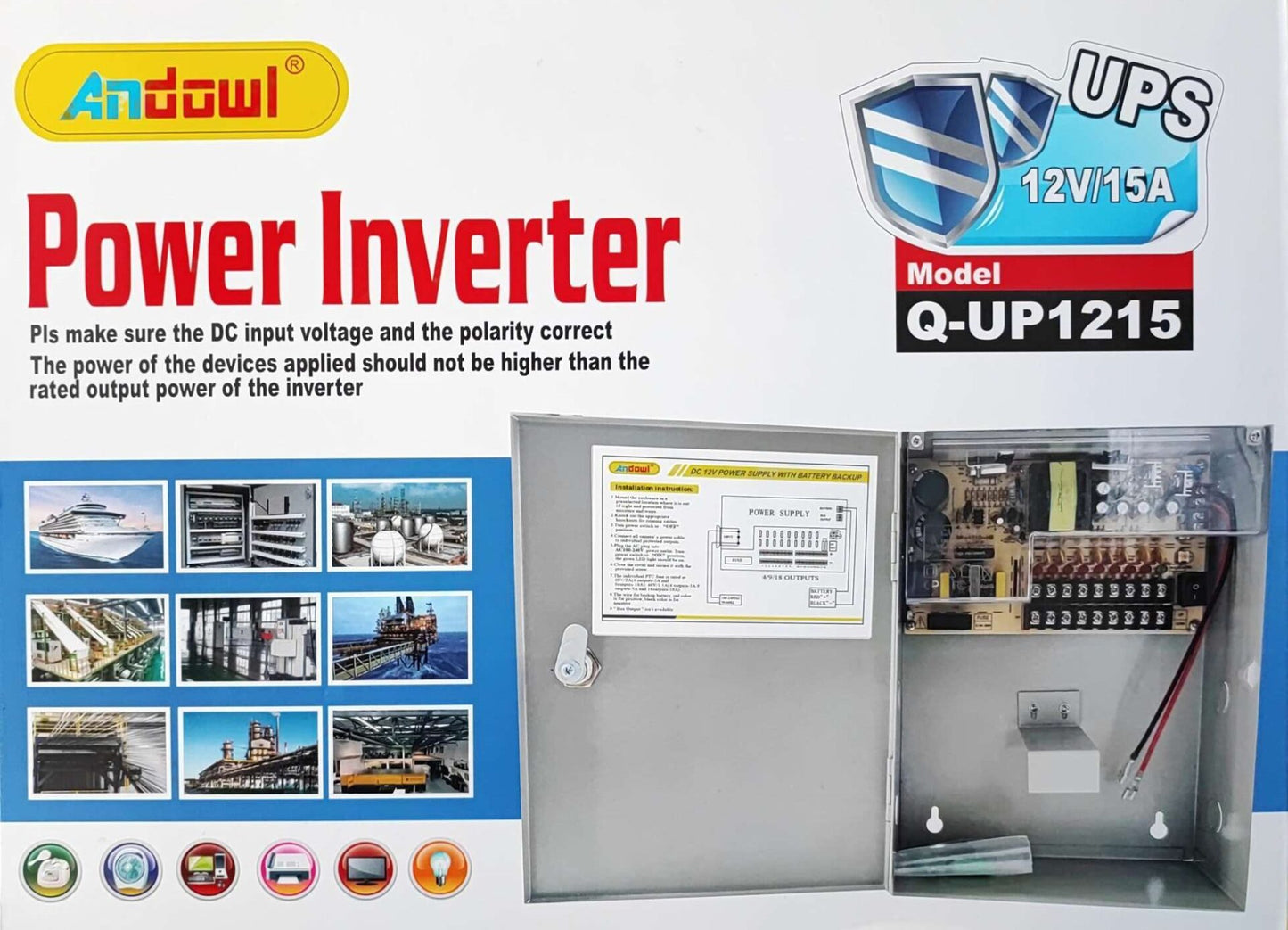 ANDOWL Q-UP1215 12v 15 Amp Power Supply UPS Backup - Uninterrupted Power for Electronics - Electromann SA