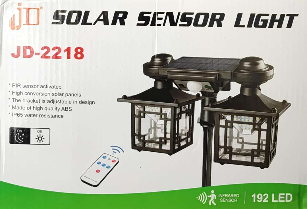 JD-2218 192LED Chip Solar Motion Sensing Remote Controlled Outdoor Light - Bright and Efficient Outdoor Lighting Solution - Electromann SA