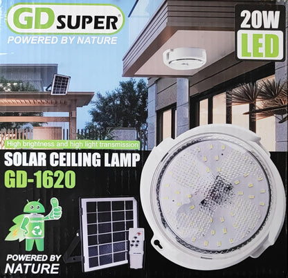 GDSUPER 20Watt Solar Indoor Ceiling Mounted Remote Control LED Light - Electromann SA