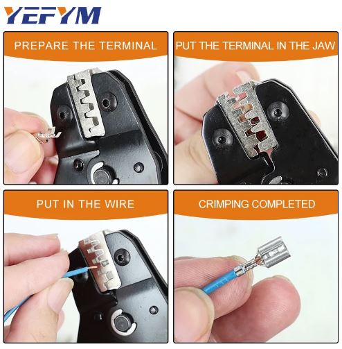 Crimping Pliers + 8 Jaws for Automotive Electrical Connectors - Reliable and Secure Crimping Tool - Electromann SA