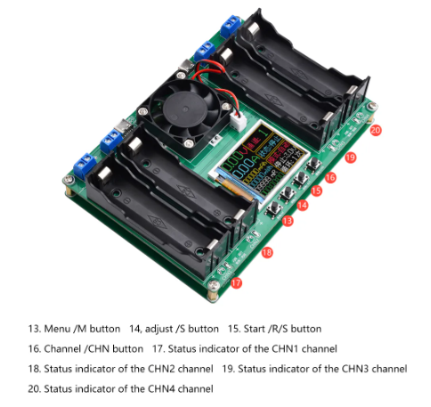 4 Ports 18650 Battery Capacity Type-C Tester Module MAh MWh - Electromann SA