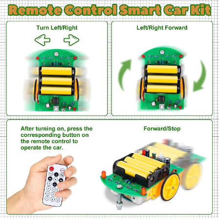 DIY Soldering Kit Infrared Remote Control Intelligent Car (10006476) - Electromann SA