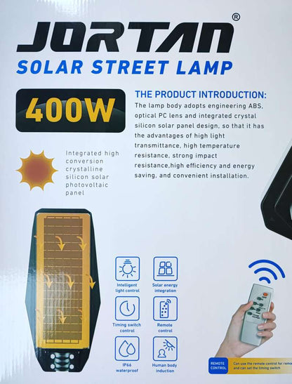 Jortan 400watt Solar Powered LED Street/Pole Light - Electromann SA