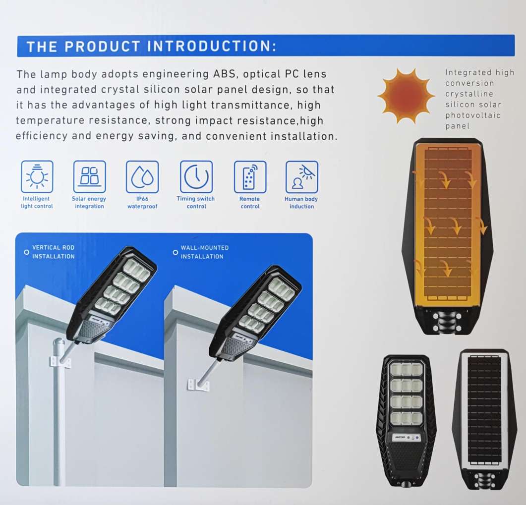 Jortan 500watt Solar Powered LED Street/Pole Light - Electromann SA