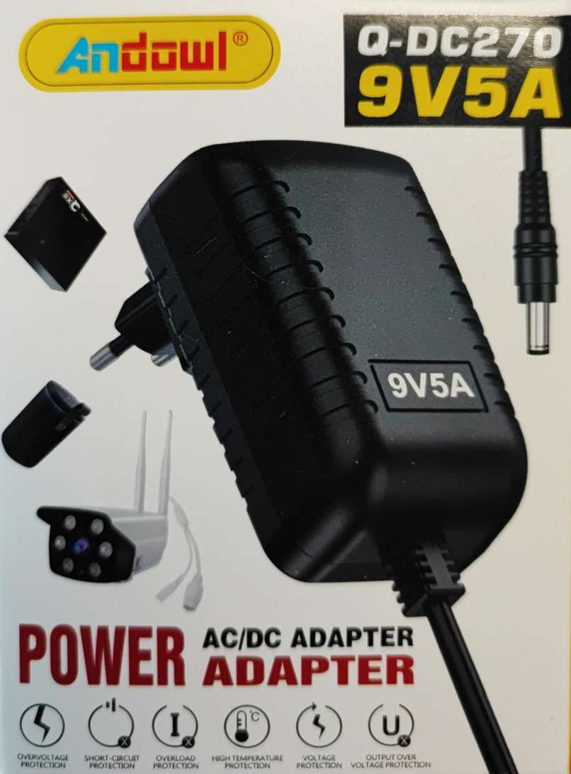 Andowl Q-DC270 Power Supply 220v AC to 9V DC 5Amp - Electromann SA