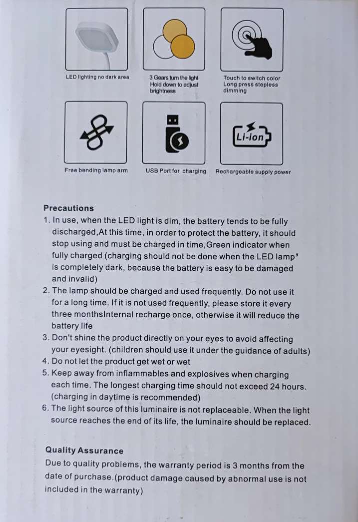 40LED 4 Watt 3 Color Lithium Rechargeable Soft-Touch Desk Lamp - Electromann SA