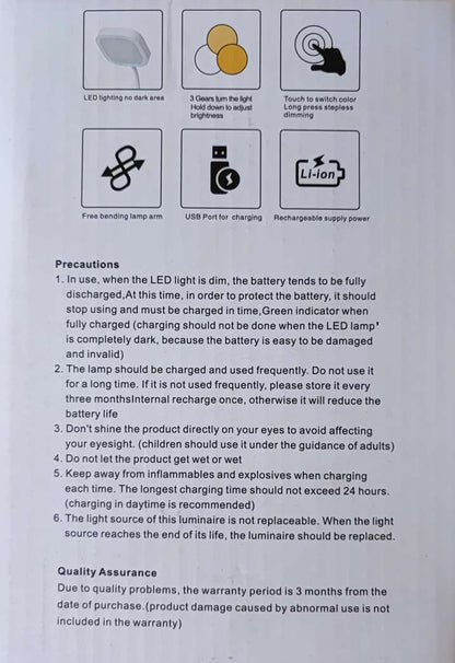 40LED 4 Watt 3 Color Lithium Rechargeable Soft-Touch Desk Lamp - Electromann SA
